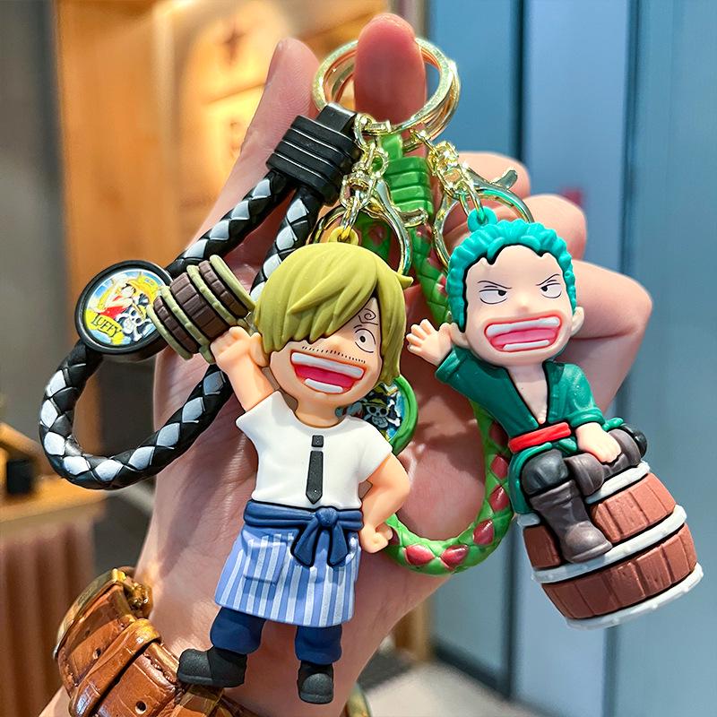 3D Anime Figurine Keychain: Luffy, Chopper & Usopp from One Piece