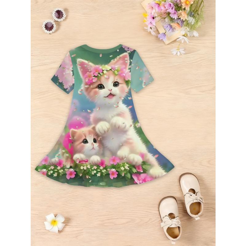 Girls' Dress, Suitable for Parties And Everyday Wear, Sweet Princess Dress, Lightweight Spring And Summer Outfit, Easy to Handwash,