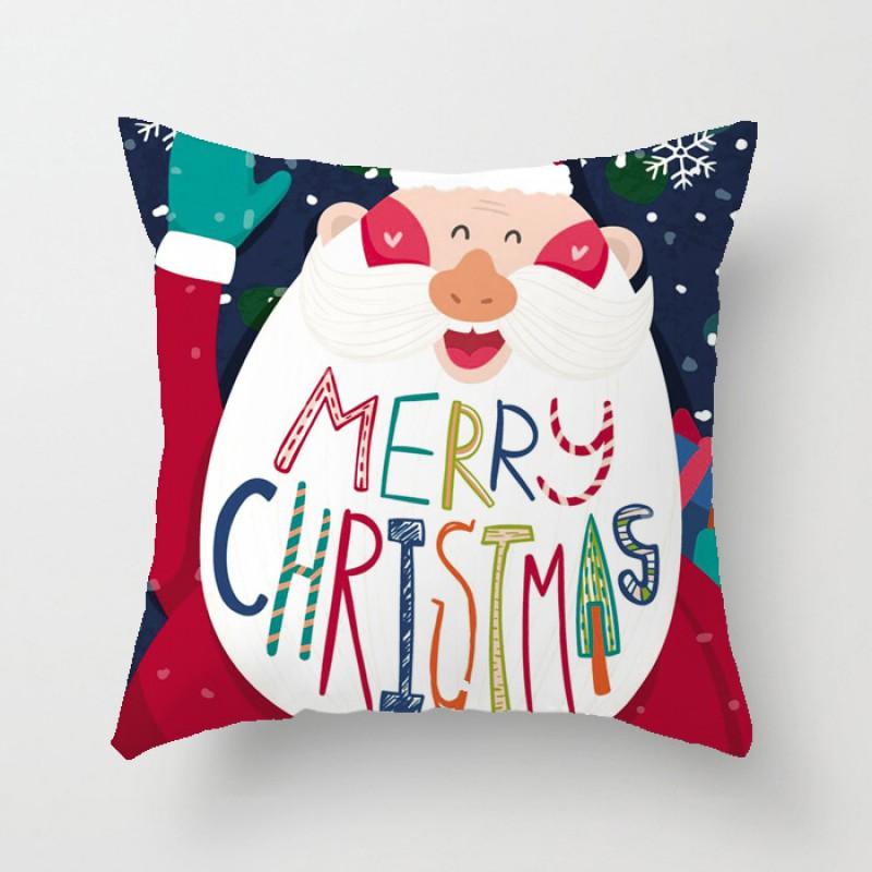 Christmas Cartoon Hand-Drawn Decorative Pillow Cover 45x45cm Living Room Car Holiday Home Decor