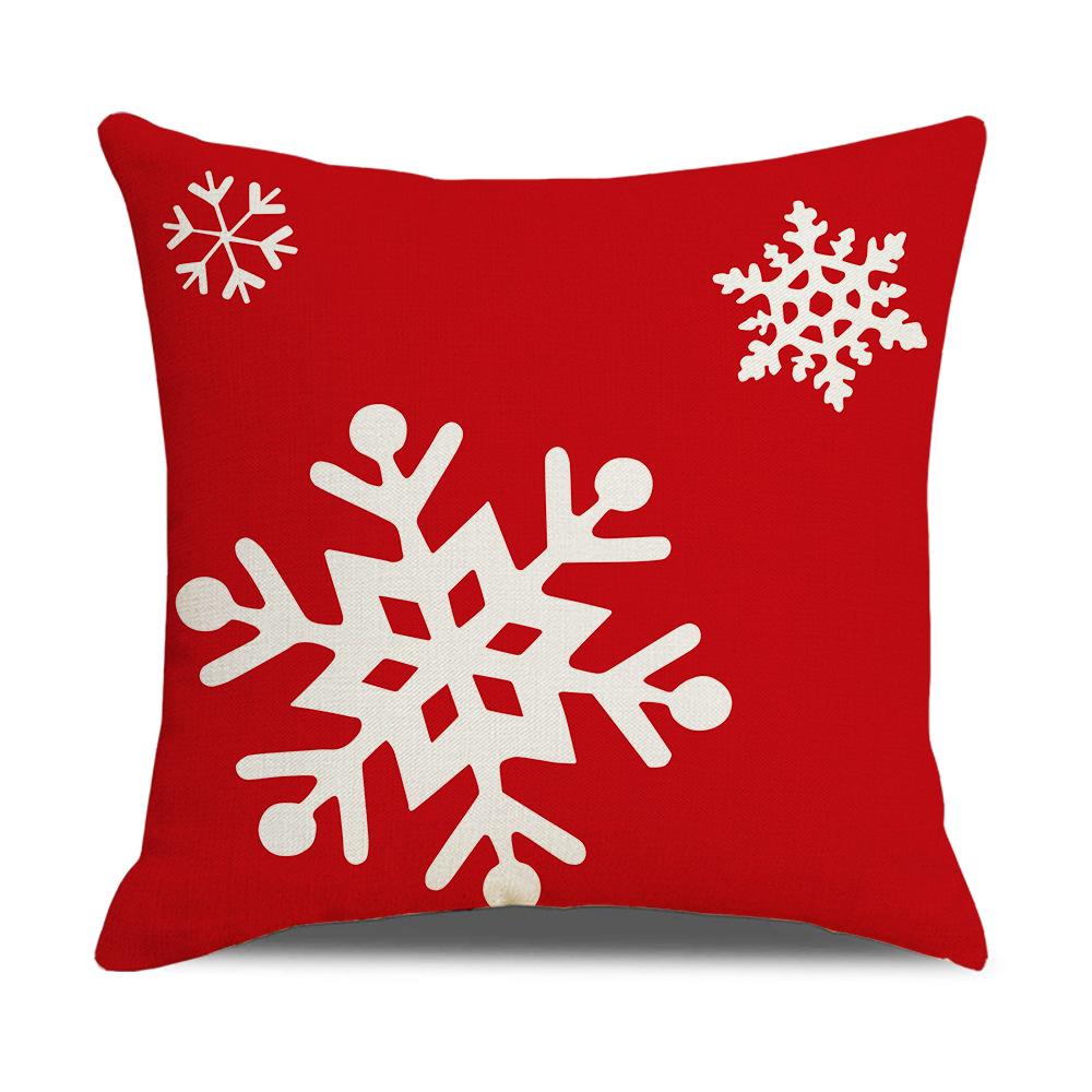 New Red and White Christmas Pillowcase Homewares Cartoon Elk Linen Sofa Pillowcase