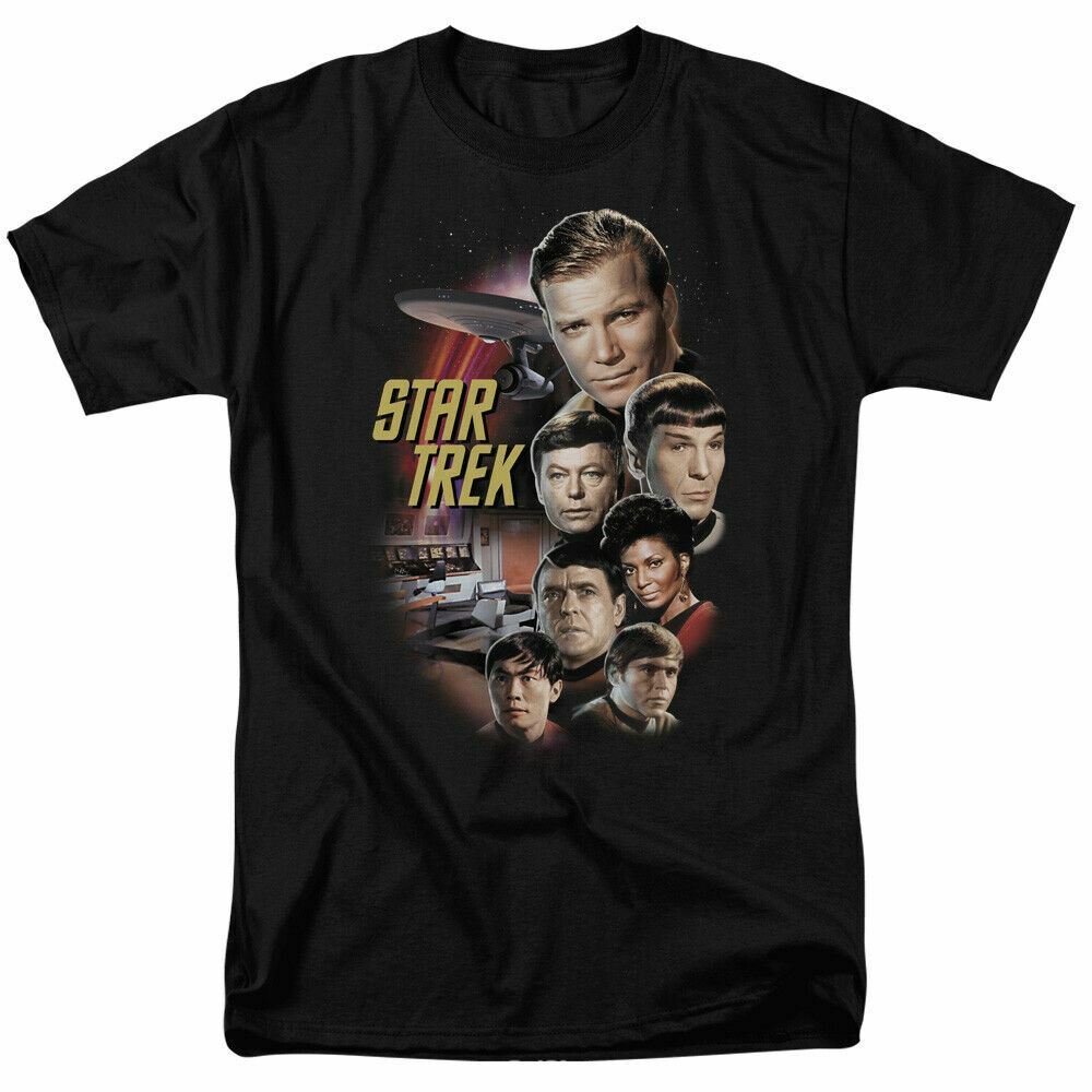 Star Trek The Classic Crew T Shirt Licensed Sci-Fi TV Classic Tee New Black XXXL