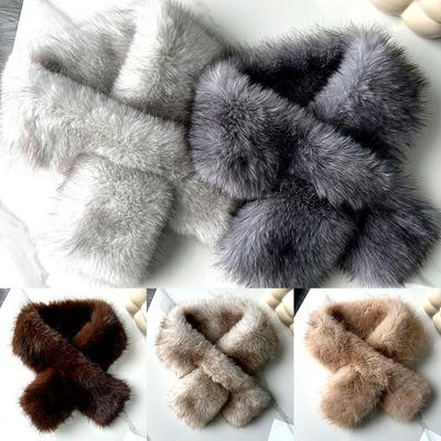 Double-Sided Faux Fox Fur Scarf: Stylish, Thick, Warm, Versatile Winter Neck Warmer