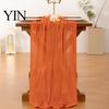 Elegante Tafelrunner Kaasdoek Runner, Boho Rustieke Gaas Gekreukt Boerderij Duurzaam Doorzichtig voor Bruiloft Feest Babyshower Verjaardag Huisdecoratie Eetkamer