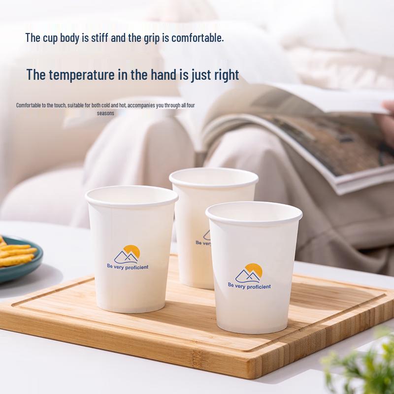 Deli LL8 White Paper Cups (228mL, 100 Pcs)