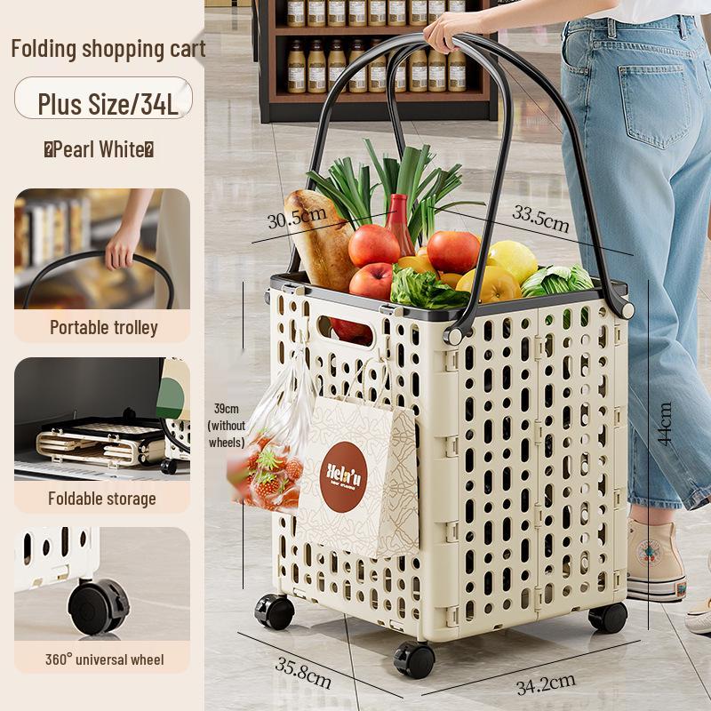 Foldable Multi-Functional Handcart: Compact Trailer for Shopping, Vegetables, and Express Pickups