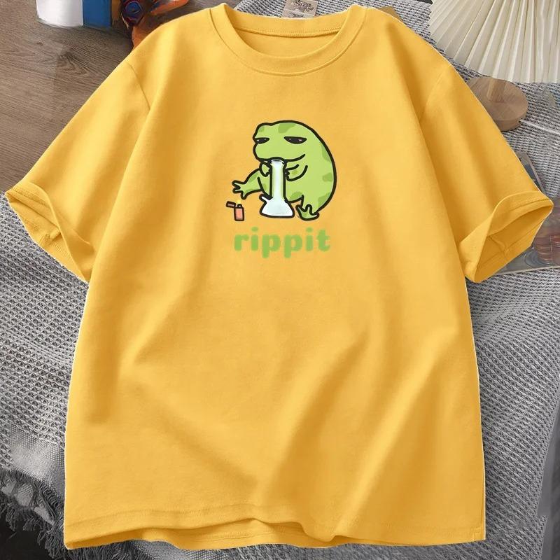 Funny Rippit T-Shirt Frog Graphic T Shirt Causal Short Sleeve Printed Tshirt Harajuku Streetwear Tshirt Tops S