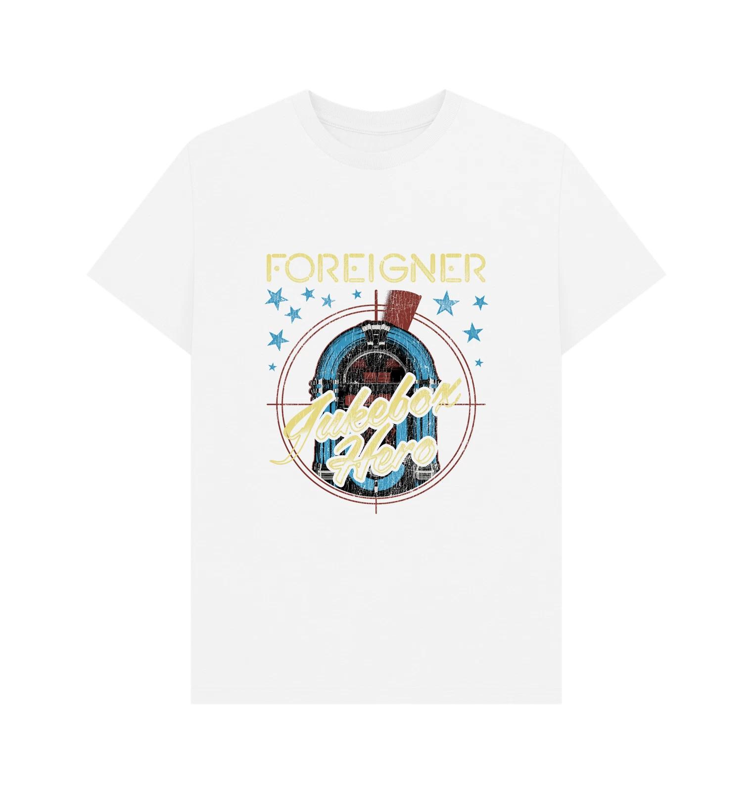PREMIUM OFFICIAL Foreigner Foreigner Rock Band Jukebox Graphic White T-Shirt L