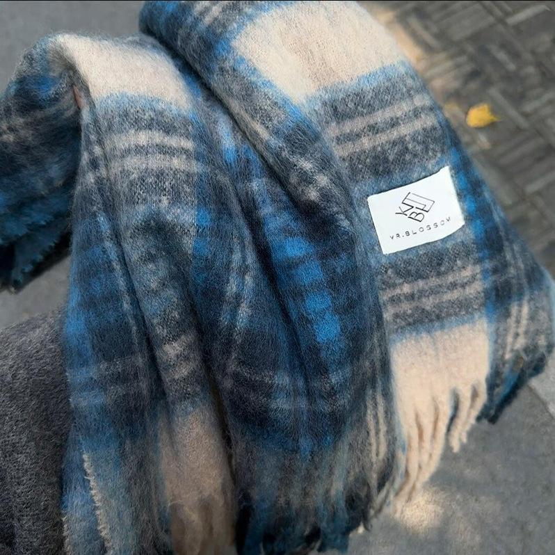 Korean Imitation Cashmere Plaid Scarf for Women - Thick, Warm, Versatile Autumn/Winter Fashion