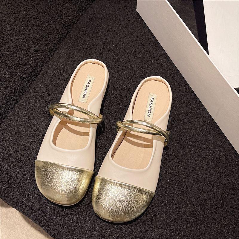

French evening slippers women s summer wear new versatile Internet celebrity soft sole bag head half support single shoes go out sandals 40