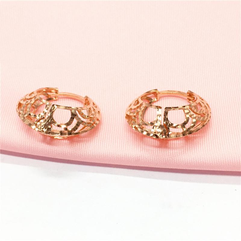 585 Purple Gold Plated 14K Rose Gold Hoop Earrings for Women Fashion Hollow Party Dinner Jewelry for Girlfriend Gift