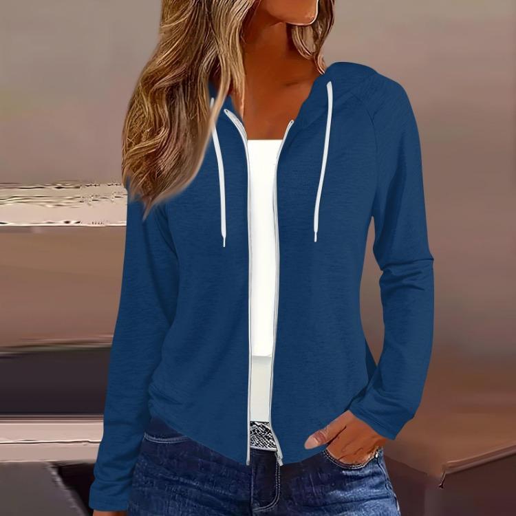 Women Hooded Sweatshirt Casual Long Sleeve Zip Up Coat Fashion Outerwear