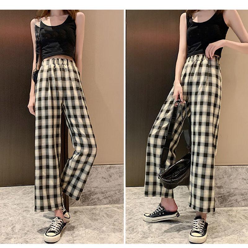 Buy Plaid Pants Women Loose Straight 