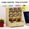 Wooden Desk Organiser DIY Desktop Tidy Pen Holder Large Capacity Stationery Storage Box with Drawer for Home Office and School