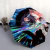1pc Colorful Laser Light Automatic Opening Umbrella with Anime Character Design - Portable 3-Fold Design, 8-Bone Iron Frame Outdoor Umbrella for Fans,