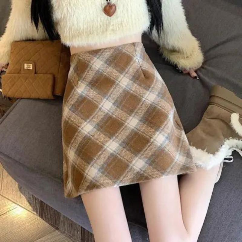 Sukně Dívčí Jaro a Podzim Zima Nová Neprůsvitná S vysokým pasem Zeštíhlující Boky Sukně