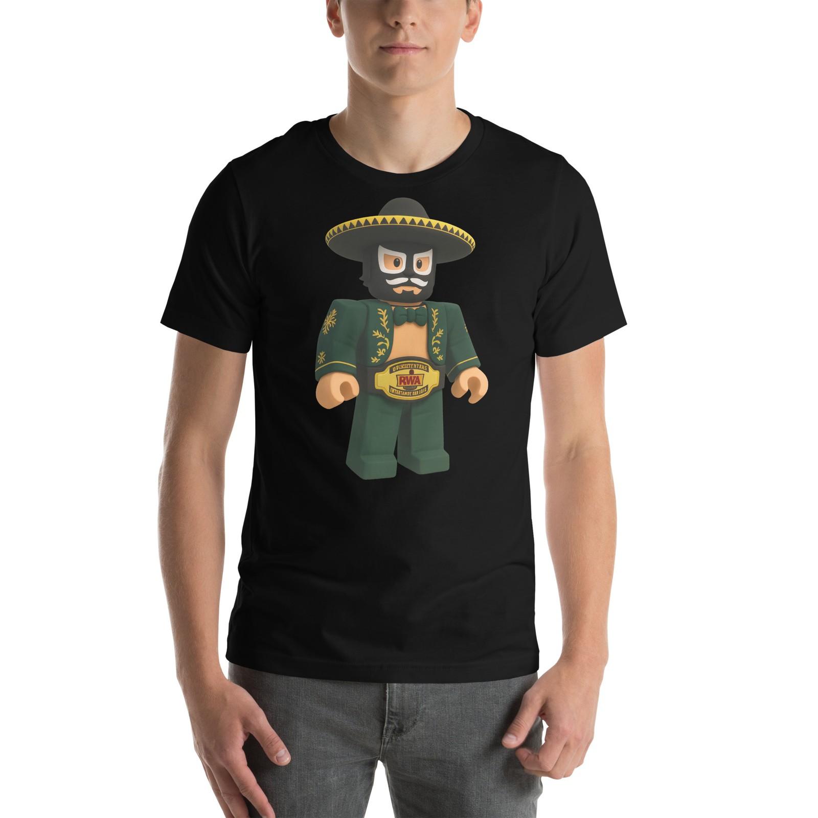 Mexican Luchador Toy Style Figure Mariachi Mask Cartoon Graphic Tee S разноцветный