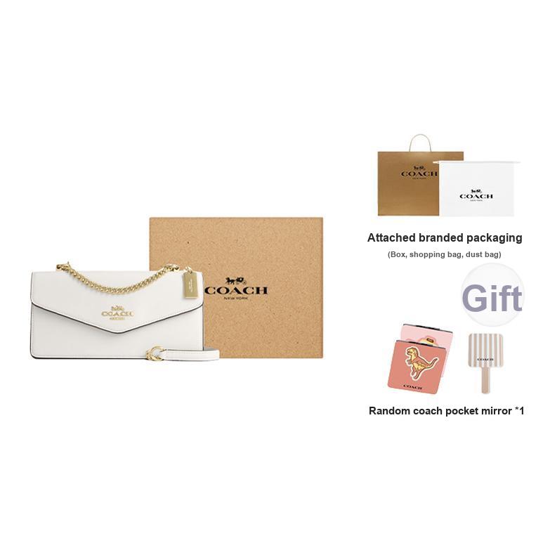 Coach Klare 26 Brand Micro Logo Chain Shoulder Strap Leather Envelope Bag Women Shoulder Bag Chalk-White CBI98-IMCHK