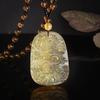 Obsidian Gossip Pendant Necklace Carving Dragon and Phoenix Shape Lucky Amulet Jewelry Six-Character Mantra Pearl Jewelry