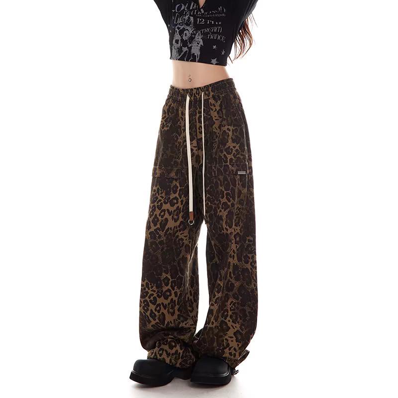 Monos Retro con Estampado de Leopardo para Mujer 2024 - Pantalones Trendy Sueltos Casuales de Street Dance