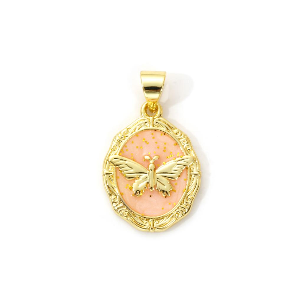 2 Piece Brass Charms 18K Gold Plated Multicolor Enamel Flower Butterfly Pendants For DIY Necklace Bracelet Jewelry Making