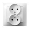 Double Socket with Grounding, Complete with Frame - WHITE IMPRESSION