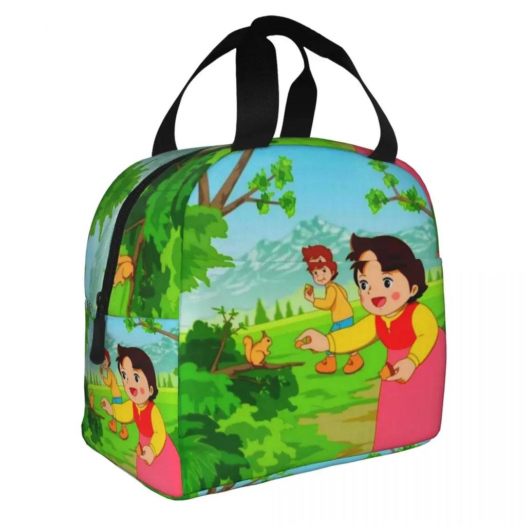 Anime Heidi Girl Of The Alps Lunch Box Leakproof Cooler Thermal Food Insulated Heidi Peter And Grandpa Lunch Bag For Women Kid