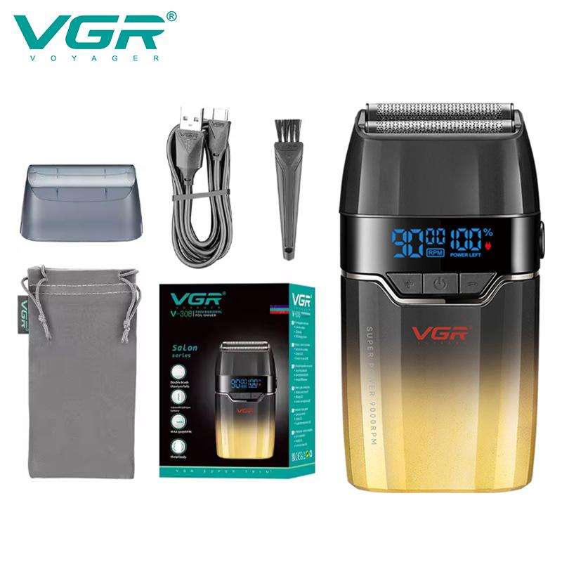VGR Shaver Gradient Color Body High End Hair Trimmer Intelligent Digital Display Shaver High Speed Dual Blade Electric Clippers Safe and Hygienic