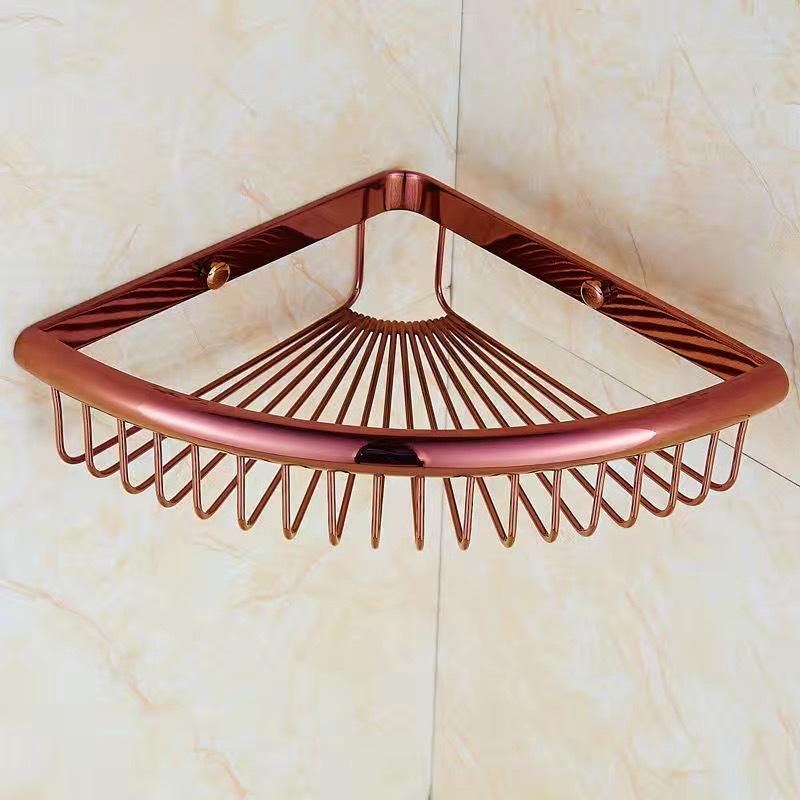 Wall Mounted Gold/Chrome/Rose Gold Bathroom Corner Shelf  Solid Brass Chrome Bathroom Accessories