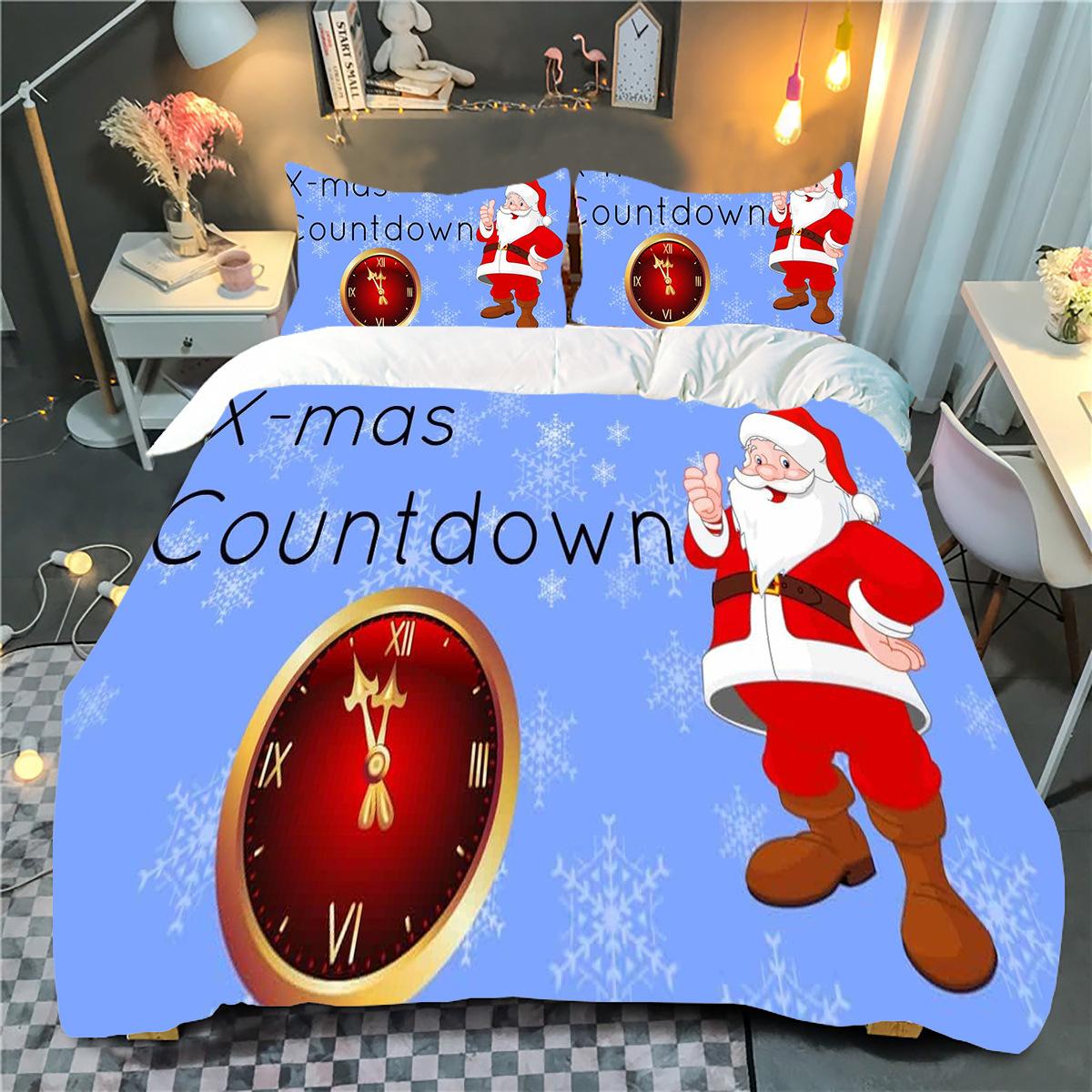 

Merry Christmas Bedding Sets 3Pcs Duvet Cover Set Fashion Pattern Comforter Duvet Cover Pillowcase Home Textiles Kids Gifts EU Single(135*200cm)3pcs