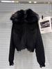 Women's Summer 2026 Knit Cardigan with Detachable Fur Collar