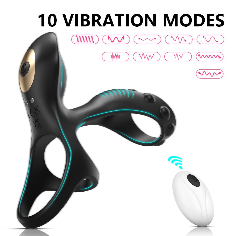 Three-pronged Silicone Vibrating Cock Ring with Wireless APP Remote Control
