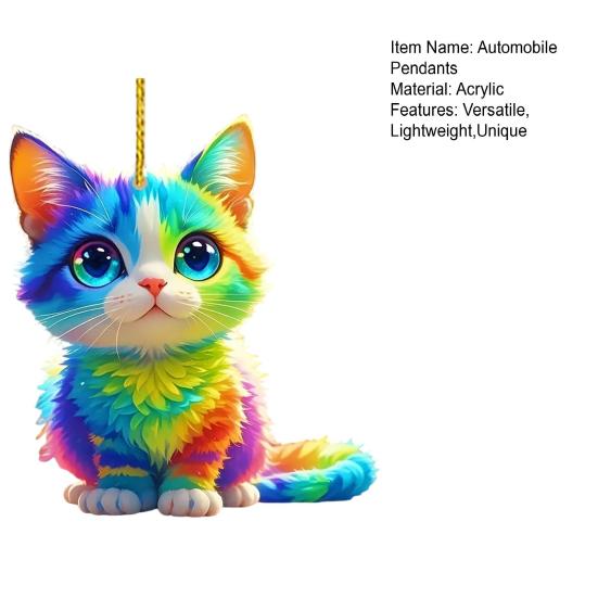Niedliche Katze Hund Anhänger Auto Rückspiegel Hängende Dekorationen Personalisierter Acryl Charme für Autospiegel Zuhause Festliche Geschenke