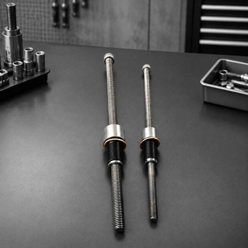 Stem Seal Replacement Tool with Threaded Rod and Contact Face for Controlling Crankshaft Position During Service