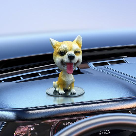 Shake Head Dog Car Dashboard Decoration Funny Nodding Dog Ornament Resin Auto Interior