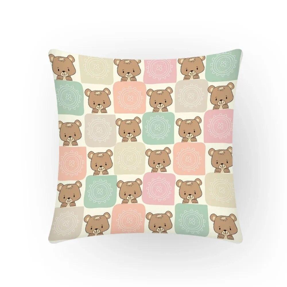 Gift Cartoon Household Products Cute Bear Animal Decoration Bedroom Gamer Pillow Cover Square