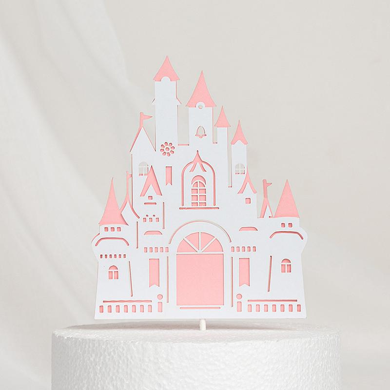 1pcs Boy and Girl Birthday Theme Gold Silver Pink Blue Double Layered Princess Castle Windmill Balloon Cake Decoration Plugin