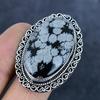 Natural Snowflake Obsidian Gemstone 925 Sterling Silver Jewelry Ring Size 7 o0v41