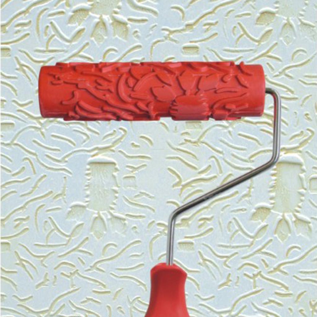 17.5cm Embossed Paint Roller Painting Brush Sleeve With Red