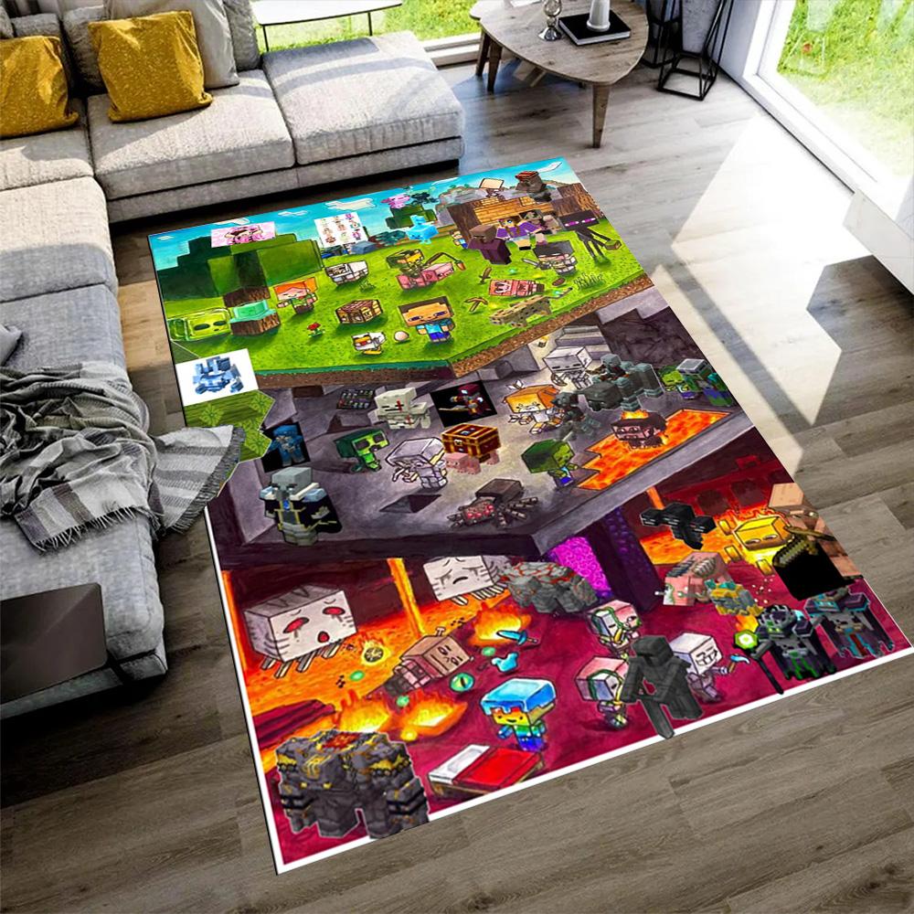 Minecraft Floor Rug Office Rug Suitable for Bedrooms Foyer Game Room Dormitory Anti-slip Rug Decorate Offices Perfect Gift for Women/Men