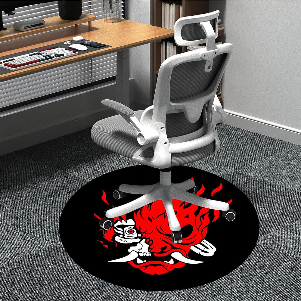 

1pc Flame Demon Gothic Skull Office Round Area Rug, Under Office Chairs Bedroom Living Room Home Decor, Room Deco 80cm