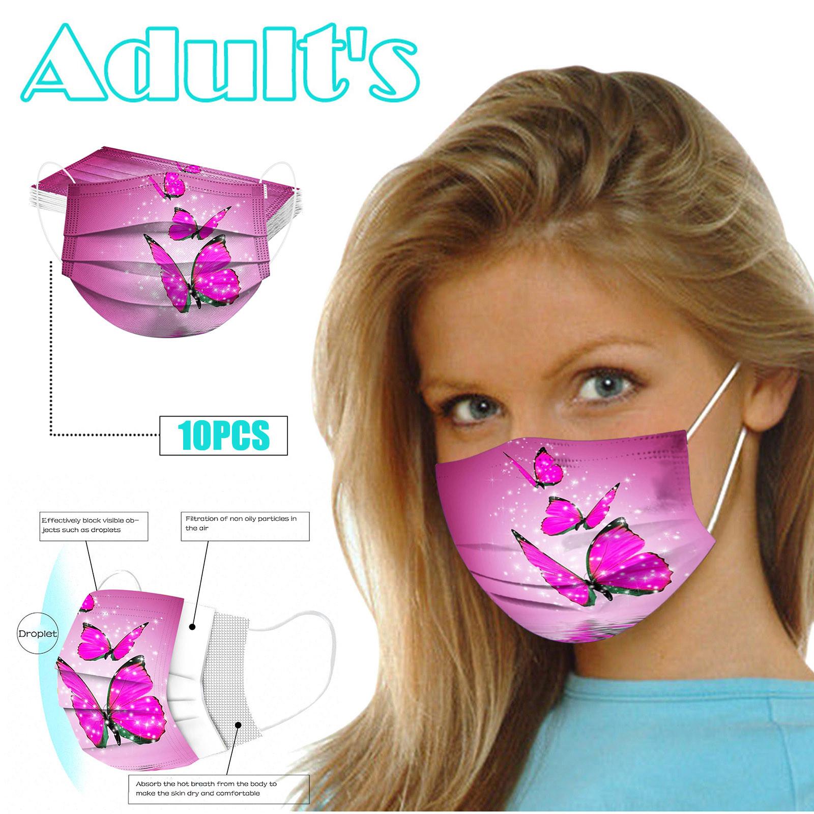 

10 шт. Взрослая одноразовая трехслойная дышащая маска для лица с бабочкой