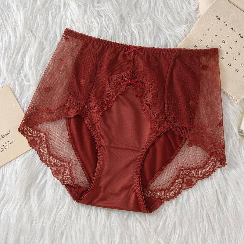 

Plus Size Floral Lace Mid-Waist Modal Panties - Pastoral Style Women s Shorts One Size 100-160cm