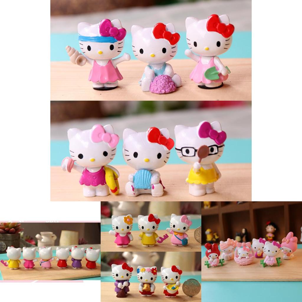 Rozkošných 6ks Hello Kitty Kuromi Sanrio Roztomilých Panenek Příslušenství Pro Sběratele