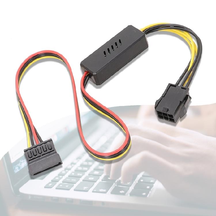 Graphics Card 6Pin To Sata Power Supply Adapter Cable With Voltage Reduction And Stabilization Converter Board