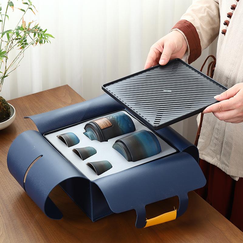 Travel Tea Set Car Outdoor Portable Ceramic Kuaike Cup Tea Can Complete Set Company Business Gifts