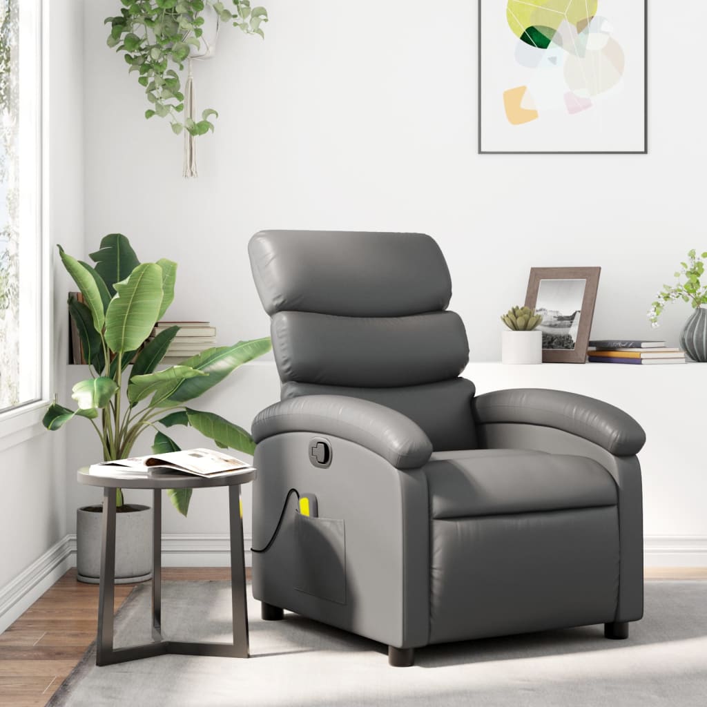 Massage Chair Relax Chair Grey Faux Leather