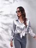 23 Colors Satin Long Sleeve Women's Shirt with Lapel - European & American Style