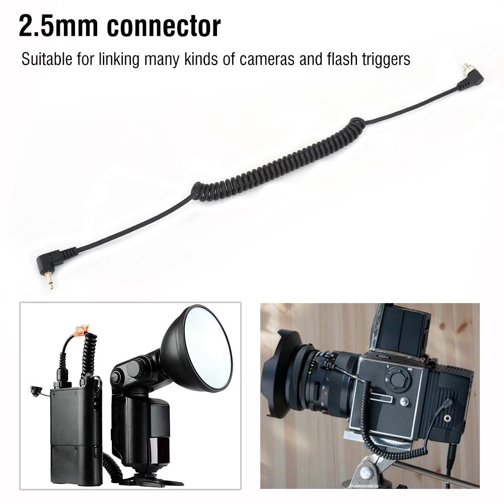 2.5mm To Male Flash PC Sync Cable Cord with Screw Lock Extended Coiled Wire Flash Sync Cord Flash Sync Cable Flash PC Sync Cable