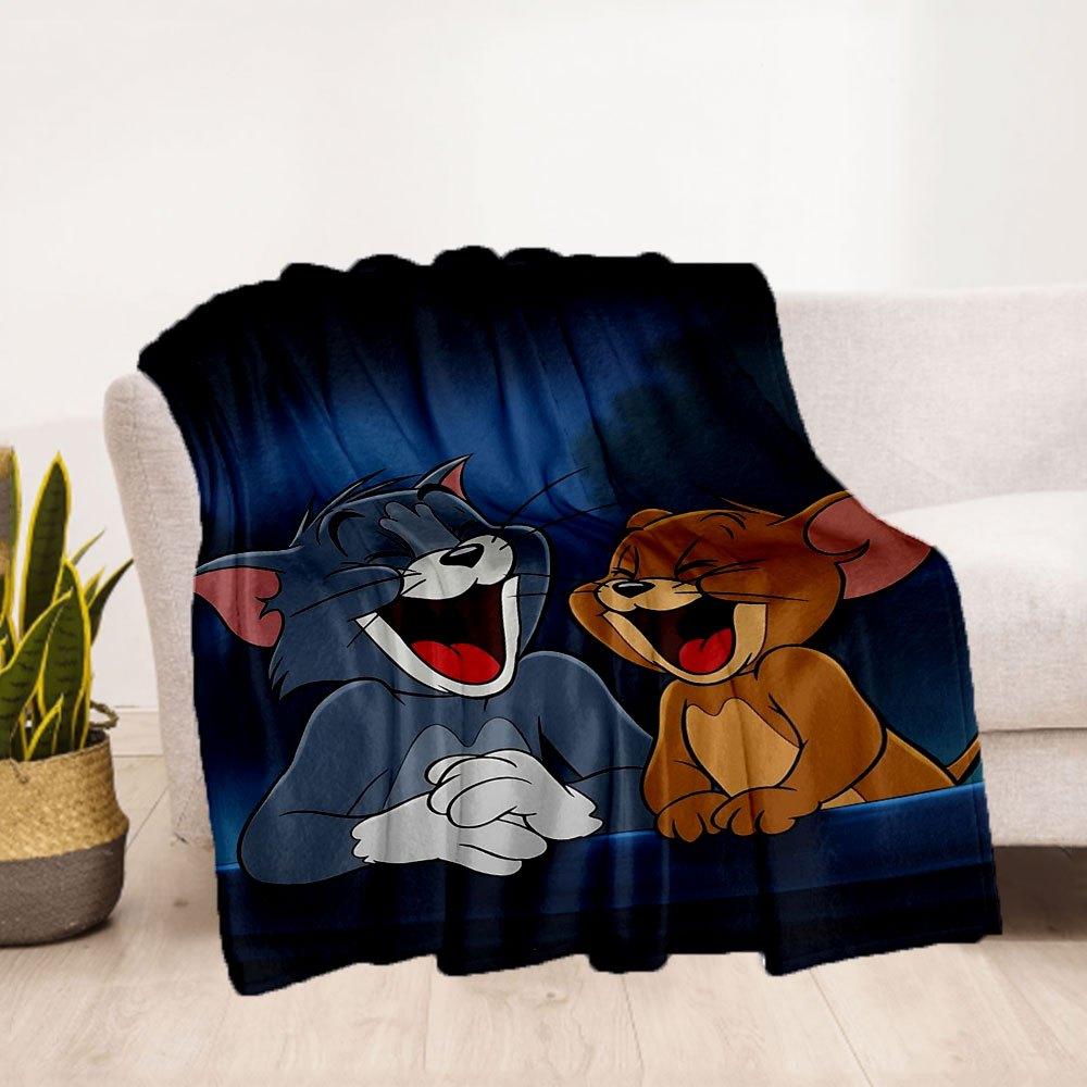 Tom & Jerry Laughing Poster PrintBlanket Flannel Throw Blanket for Sofa, Bed, Travel, Camping, Office