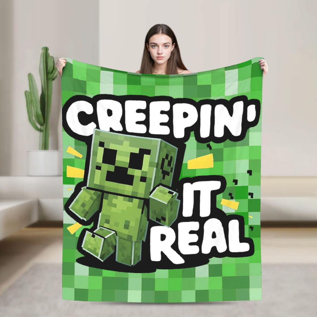 Knitted Blankets My M-Miners Flannel Lightweight Thin Throw Blanket Creepin It Real Pixel Game Crafts for Bedroom Sofa Bedspread